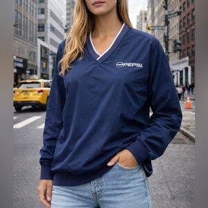 ashworth x pepsi navy windbreaker pullover jacket xl embroidered logo